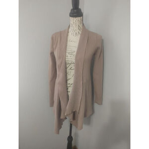 Women's Urban Daizy Beige Open Front Draped Cardigan S/M